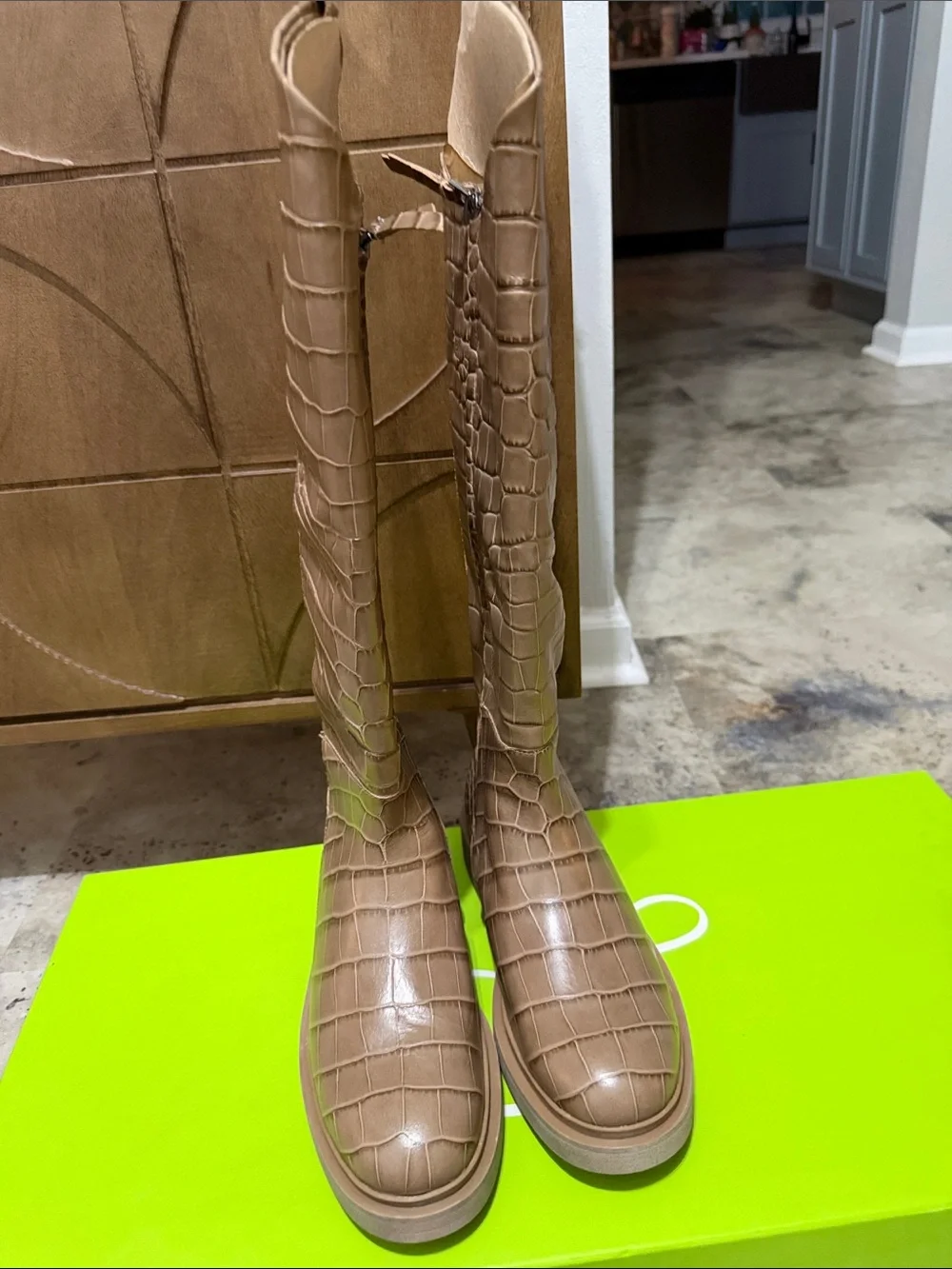 Sam Edelman Fable Cedar Croc-Embossed Knee-High Riding Boots - Women